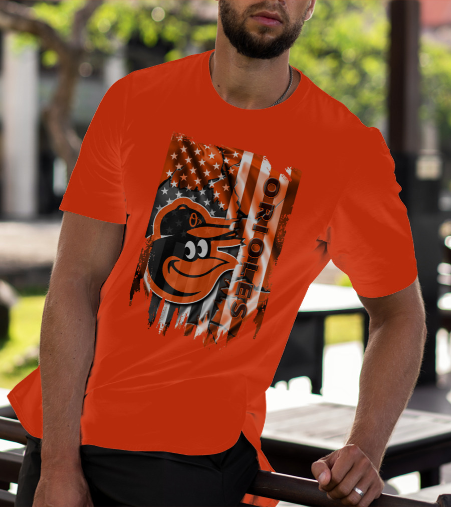 Baltimore Orioles American Flag Bird T-Shirt