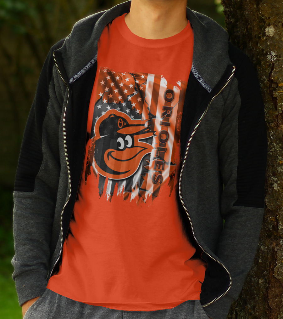 Baltimore Orioles American Flag Bird T-Shirt