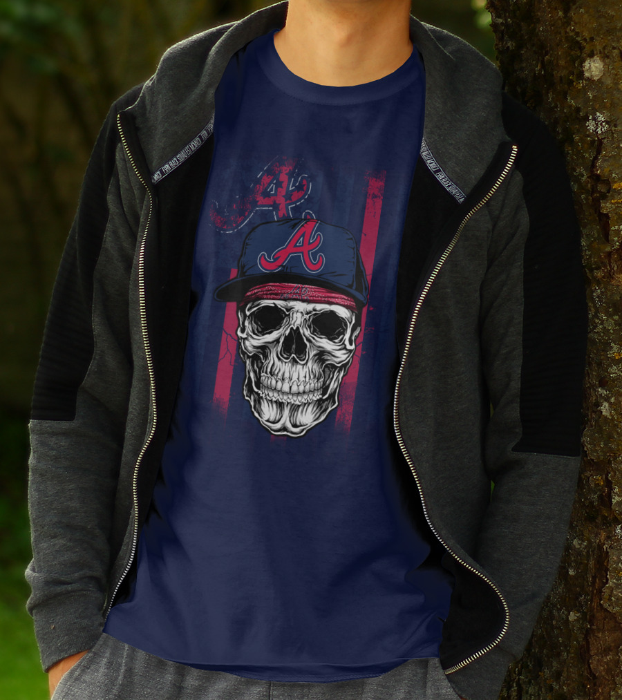 Atlanta Braves Skull With Cap And Team T-Shirt