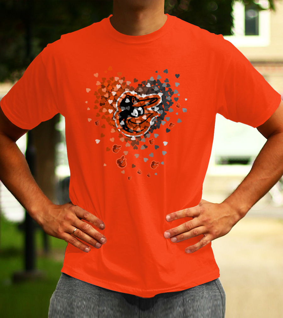 Baltimore Orioles Heart Pattern With Team T-Shirt