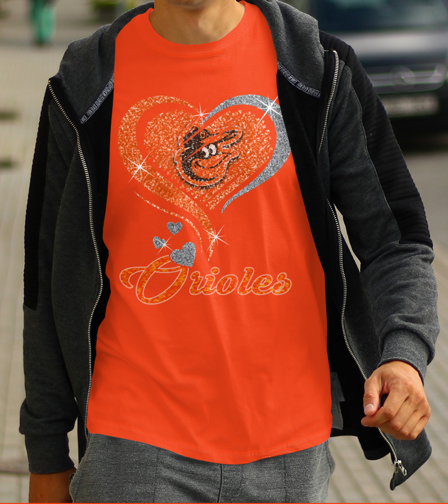 Orioles Heart Sparkle Design Baltimore Orioles T-Shirt