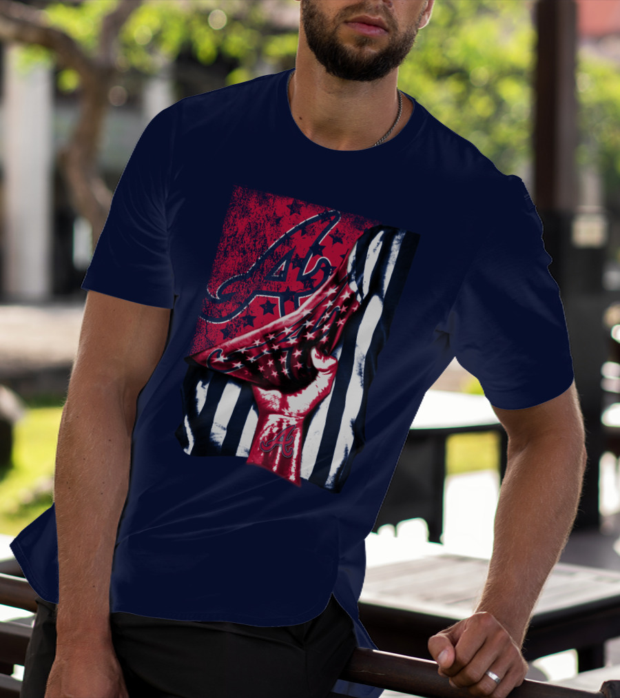 Atlanta Braves A Logo Stars And Stripes Flag T-Shirt
