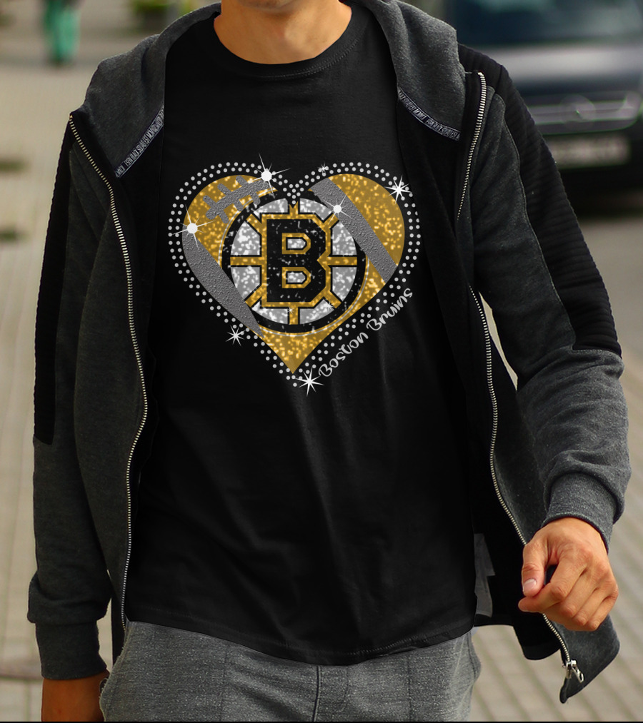 Boston Bruins Sparkling Heart T-Shirt