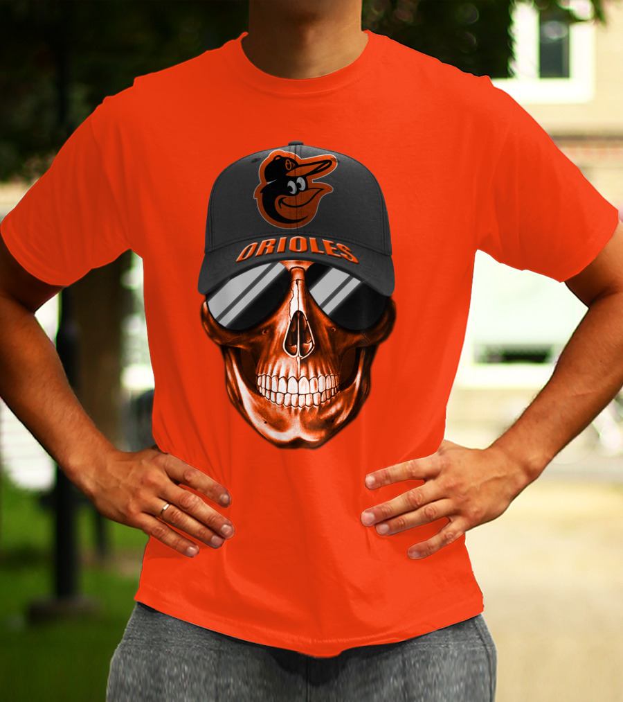 Baltimore Orioles Skull With Cap T-Shirt