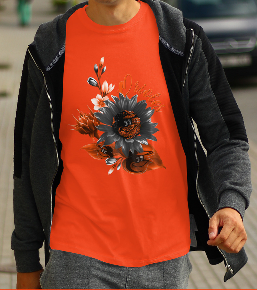 Orioles Sunflower Floral Design Baltimore Orioles T-Shirt