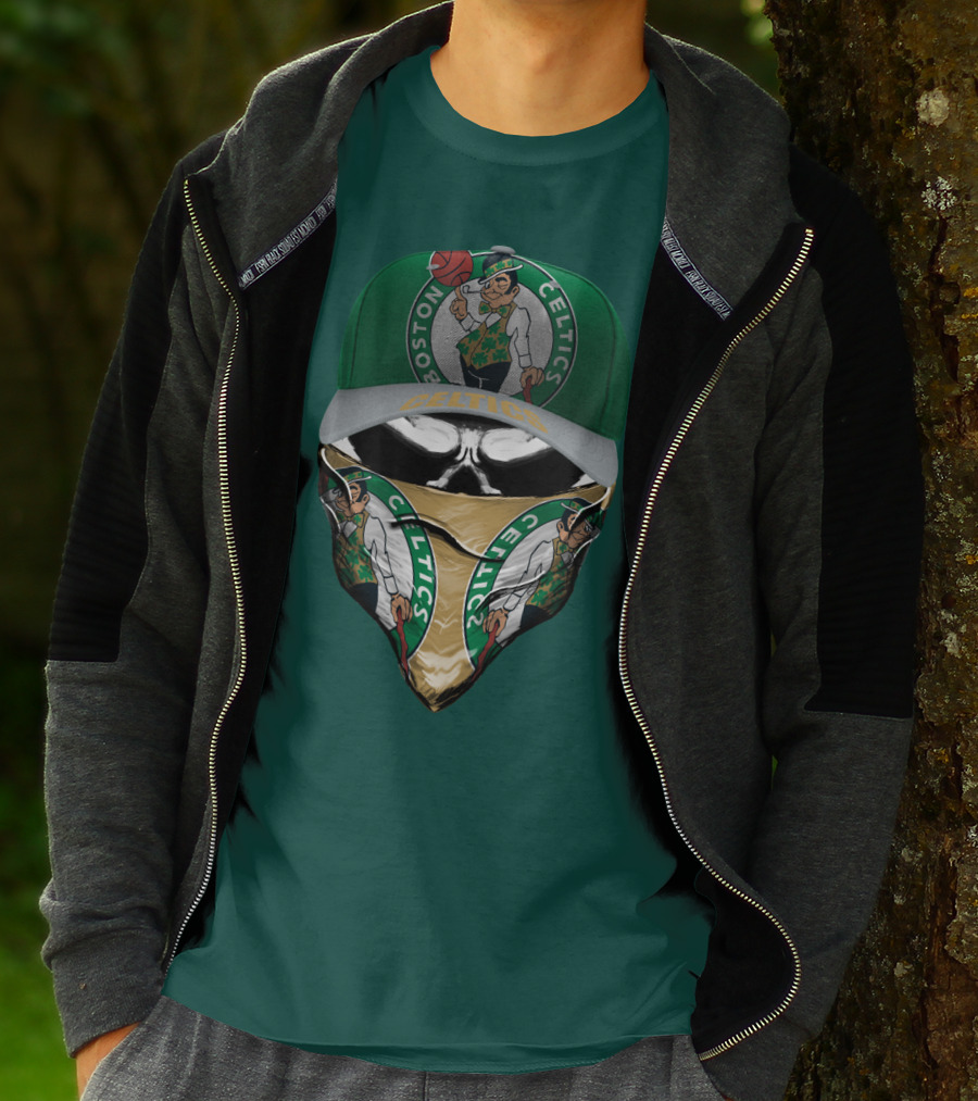 Boston Celtics Lucky The Leprechaun Masked Cap T-Shirt