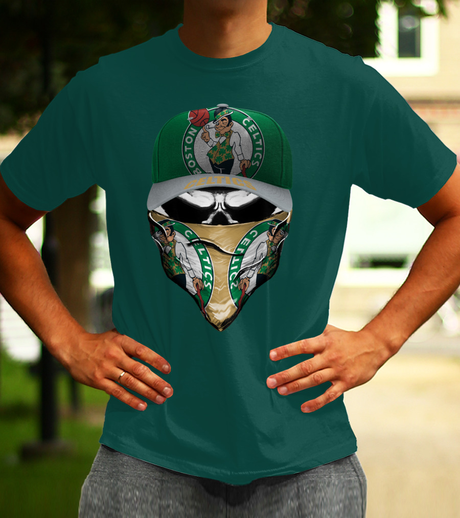 Boston Celtics Lucky The Leprechaun Masked Cap T-Shirt