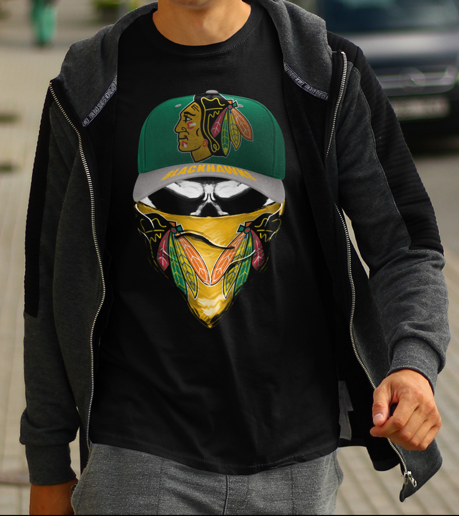 Chicago Blackhawks Logo Cap And Mask Combo T-Shirt