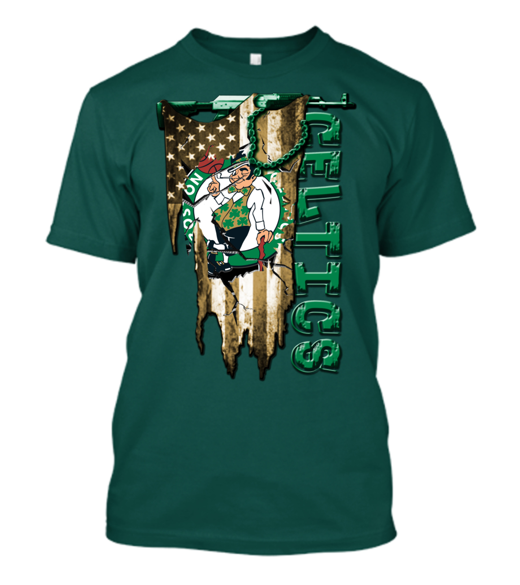 Boston Celtics Vintage American Flag T-Shirt