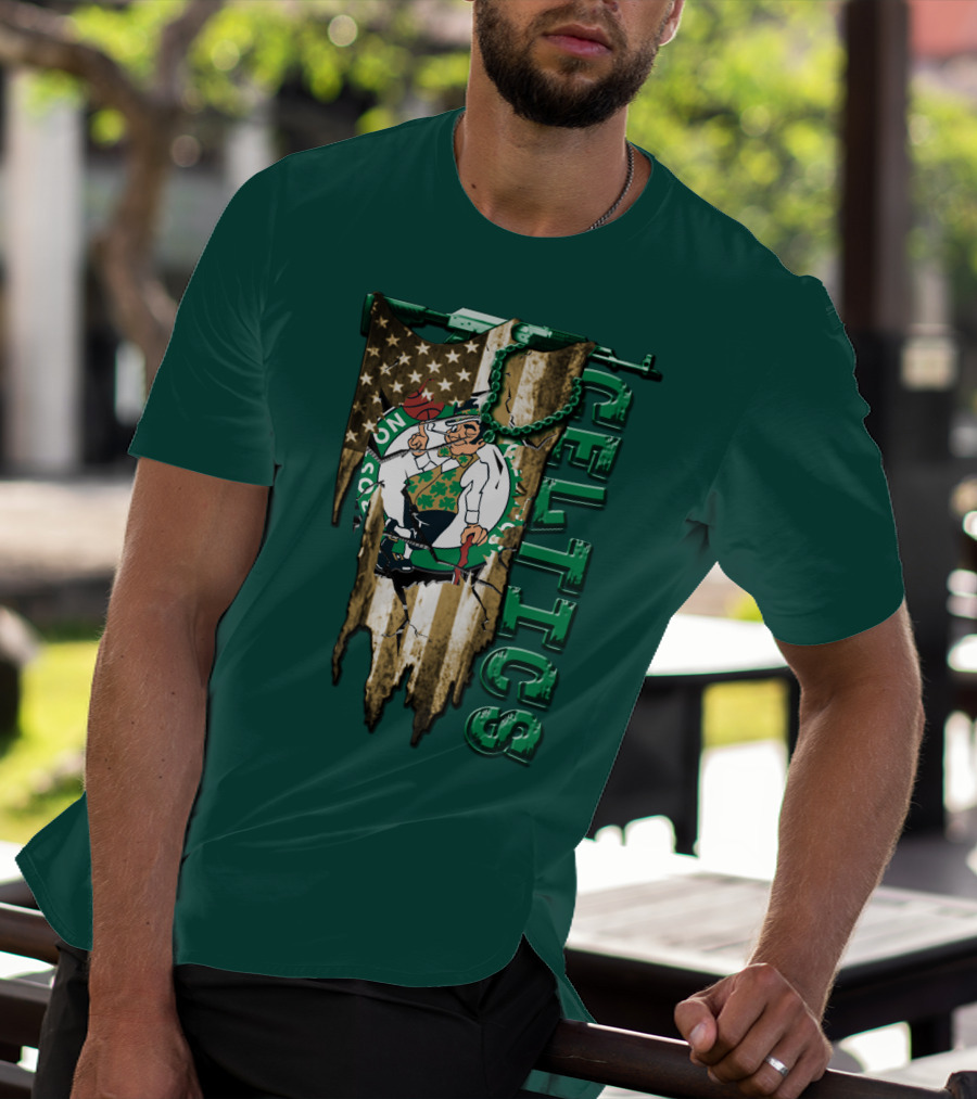 Boston Celtics Vintage American Flag T-Shirt