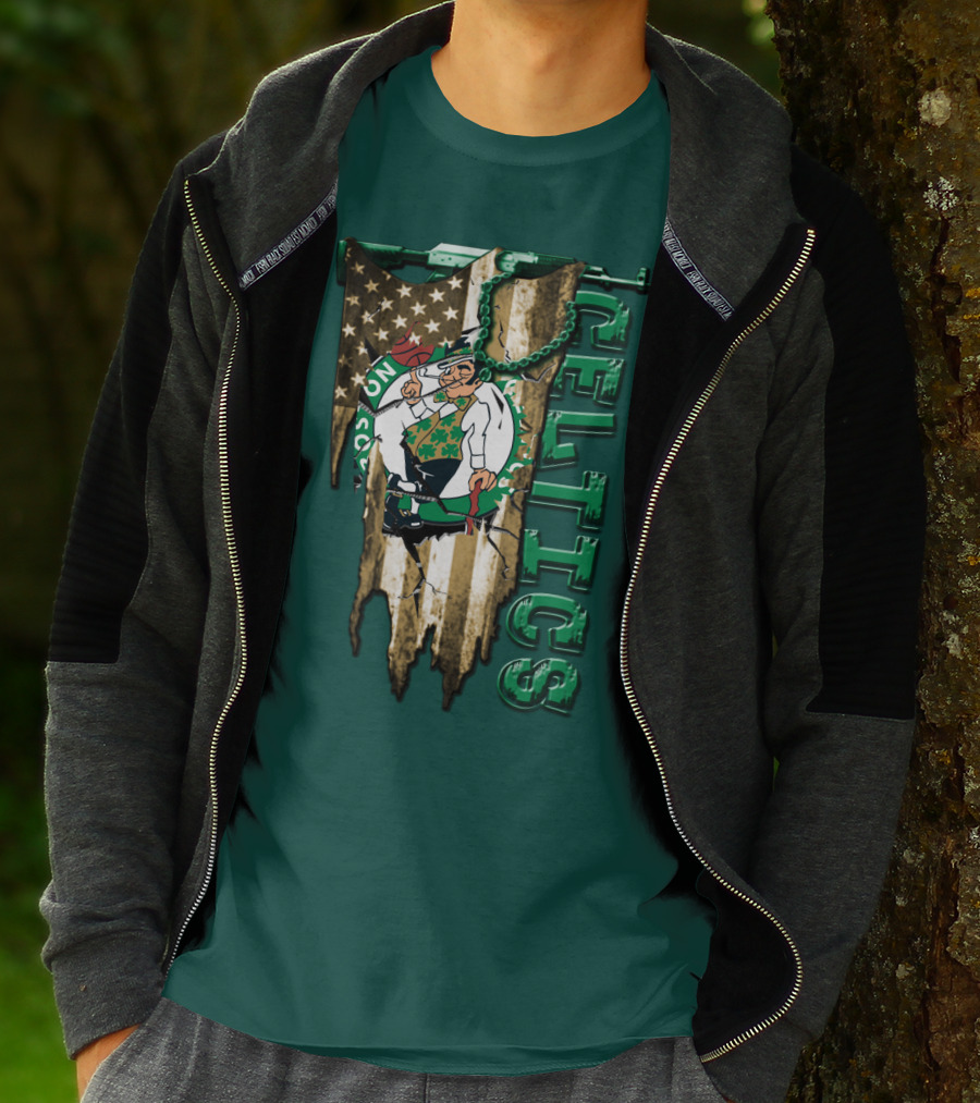 Boston Celtics Vintage American Flag T-Shirt