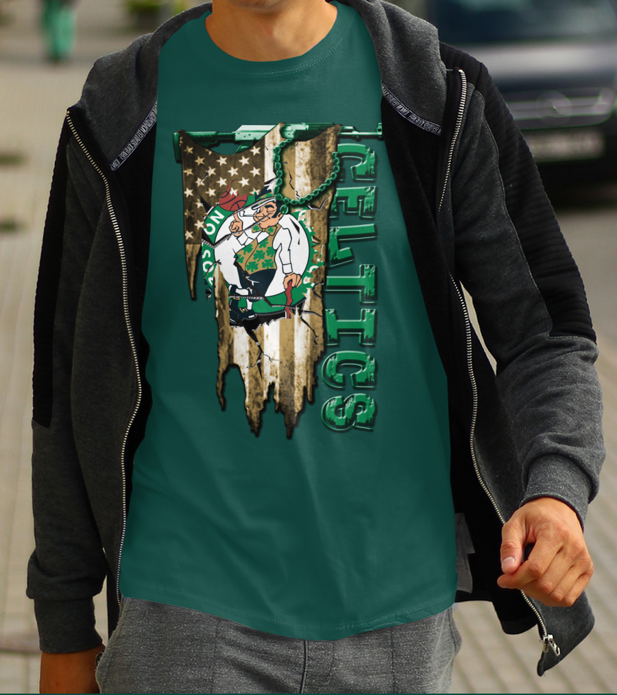 Boston Celtics Vintage American Flag T-Shirt