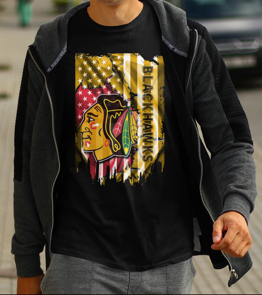 Blackhawks American Flag T-Shirt