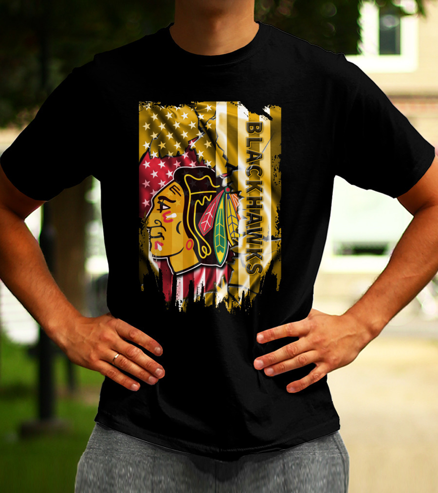 Blackhawks American Flag T-Shirt
