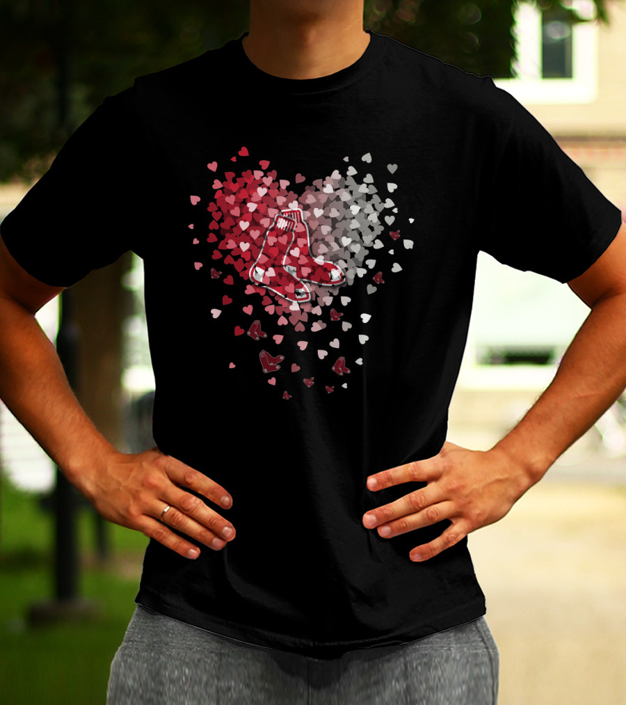 Boston Red Sox Heart Shaped Sox And Hearts T-Shirt