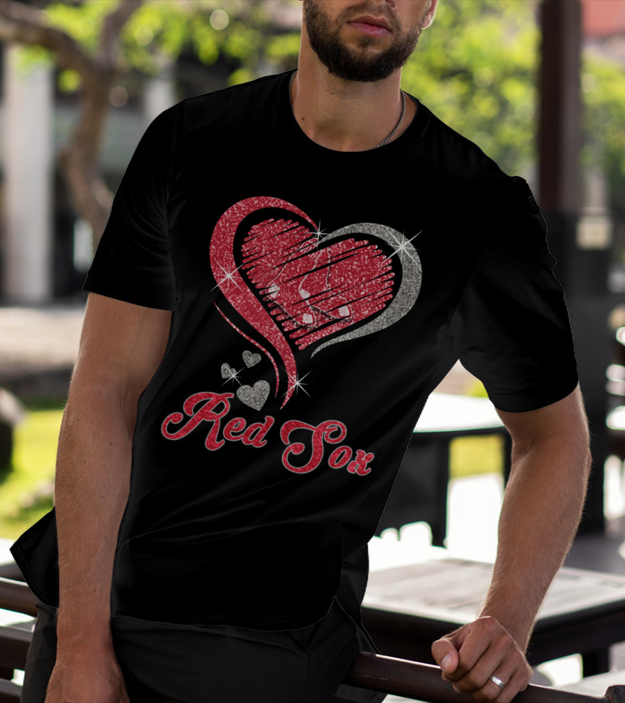 Red Sox Heart Glitter T-Shirt