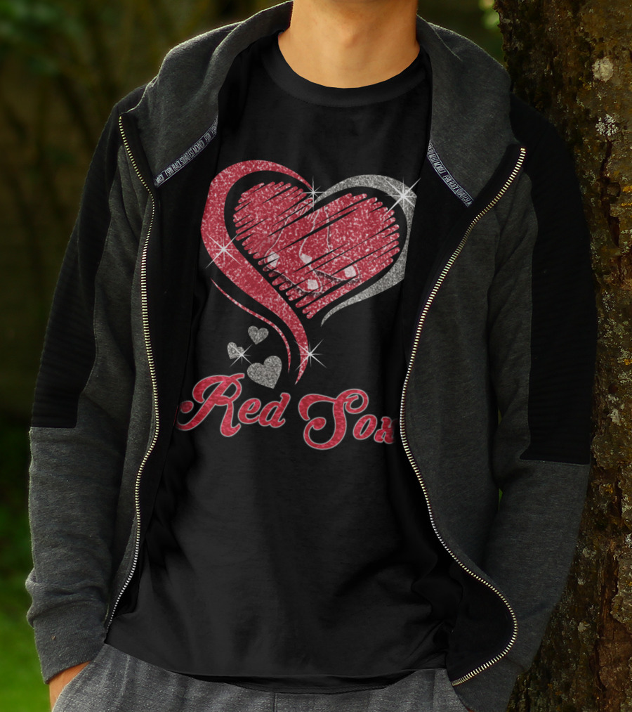 Red Sox Heart Glitter T-Shirt