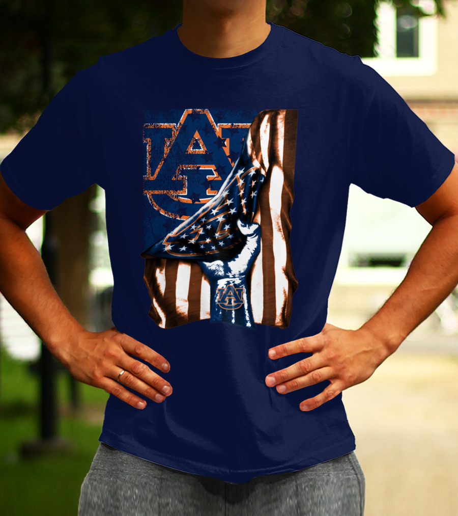 Auburn Tigers American Flag Hand Symbol With Au T-Shirt