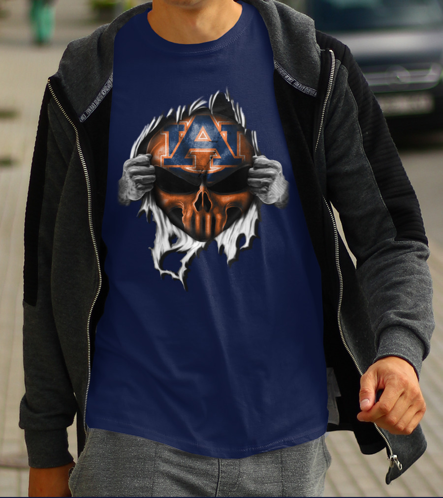 Auburn Tigers Skull Face Peel T-Shirt