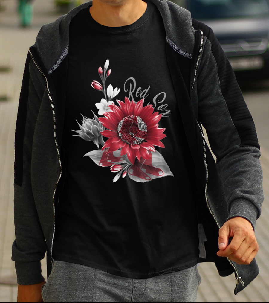 Boston Red Sox Red And White Floral T-Shirt