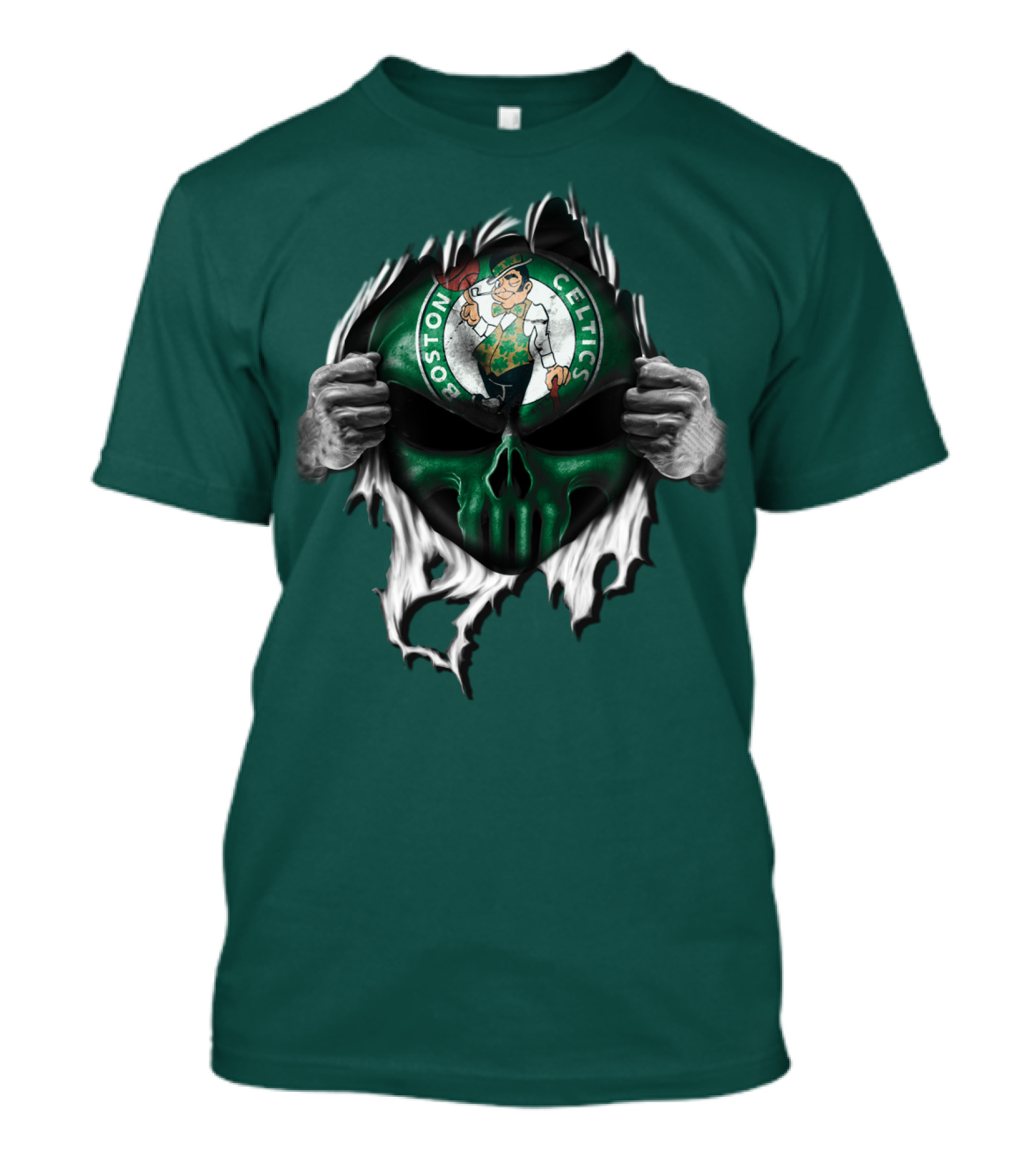 Boston Celtics Skull And Leprechaun Emblem T-Shirt