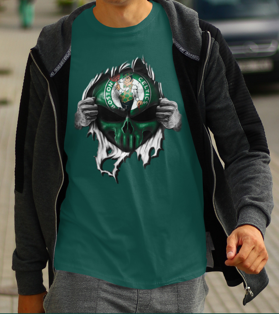 Boston Celtics Skull And Leprechaun Emblem T-Shirt
