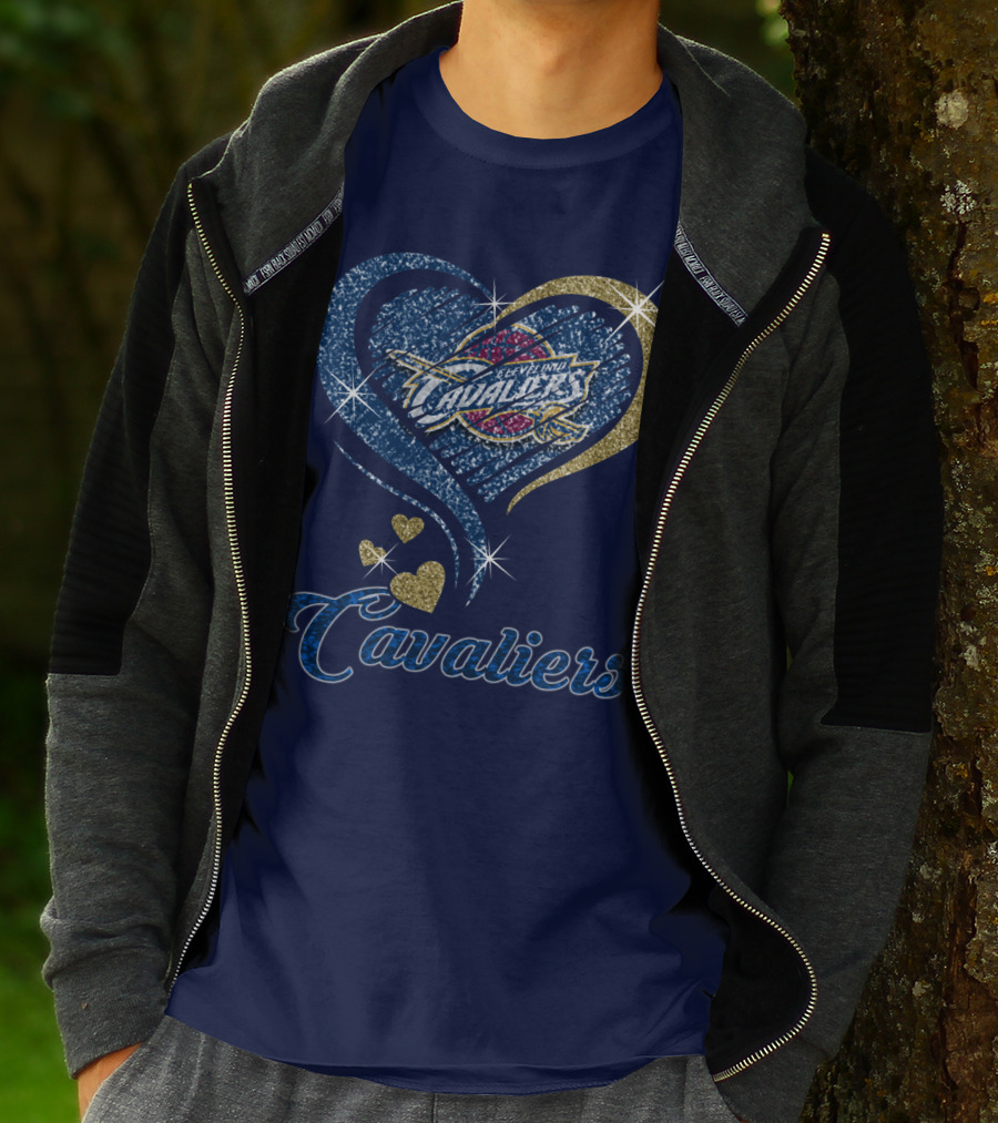 Cleveland Cavaliers Heart Logo Sparkle T-Shirt