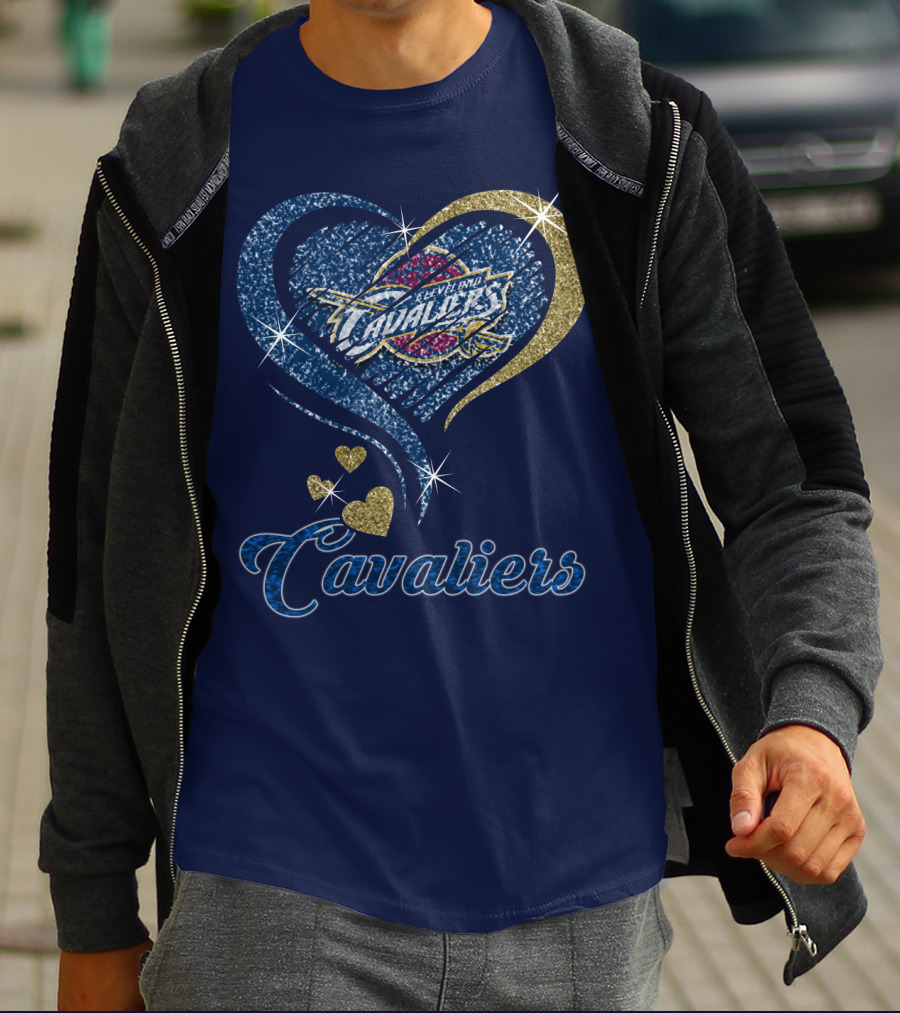 Cleveland Cavaliers Heart Logo Sparkle T-Shirt
