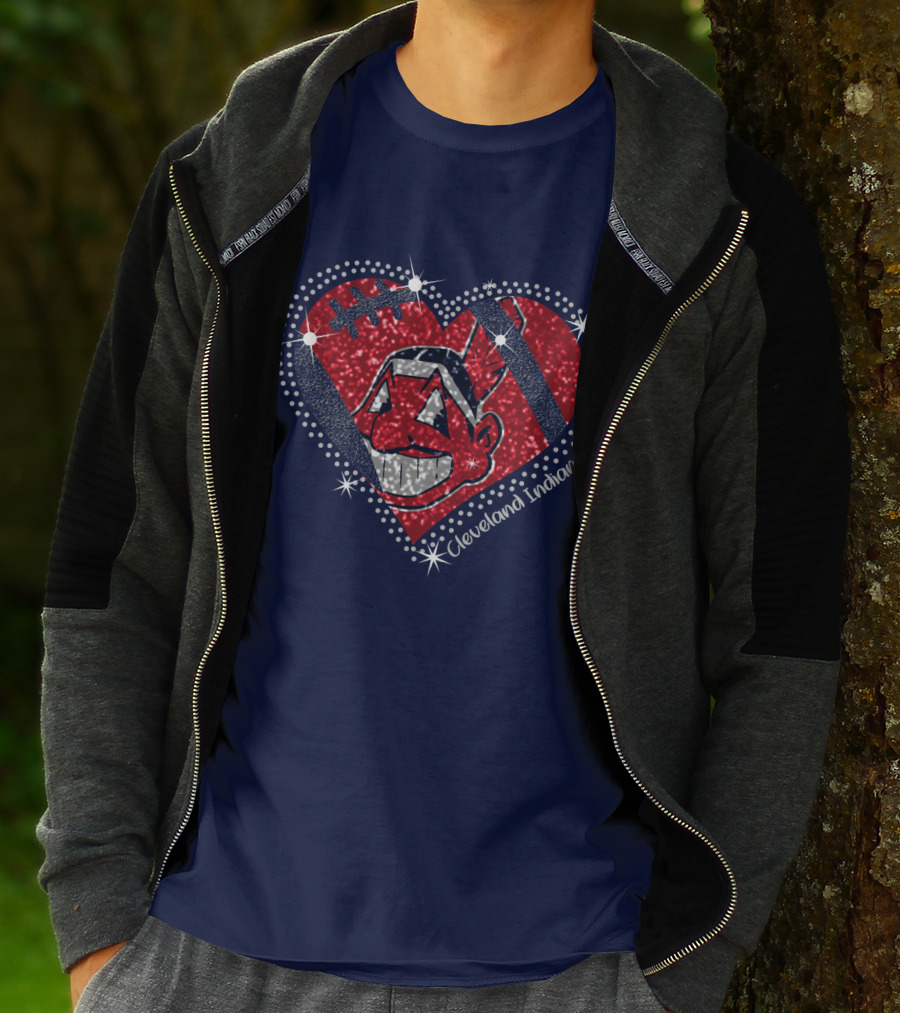 Cleveland Indians Heart Design With Effect T-Shirt