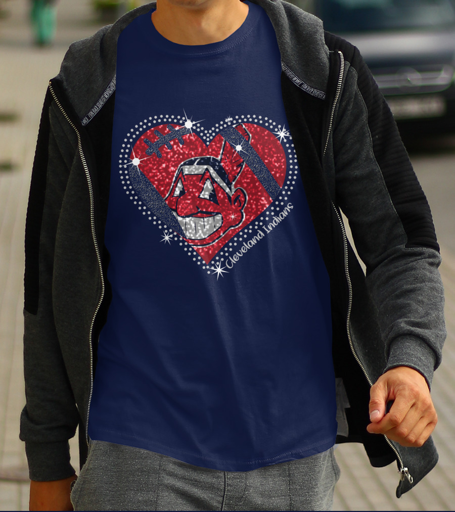 Cleveland Indians Heart Design With Effect T-Shirt