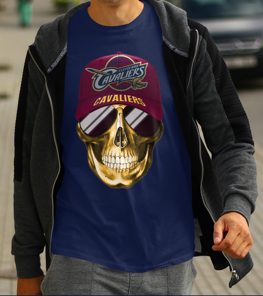 Cleveland Cavaliers Skull Hat Nba Basketball Fan Gear T-Shirt