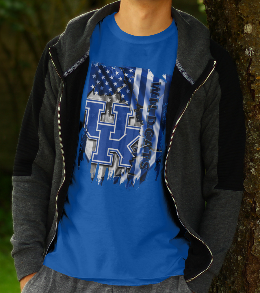 Kentucky Wildcats American Flag Tribute Uk T-Shirt