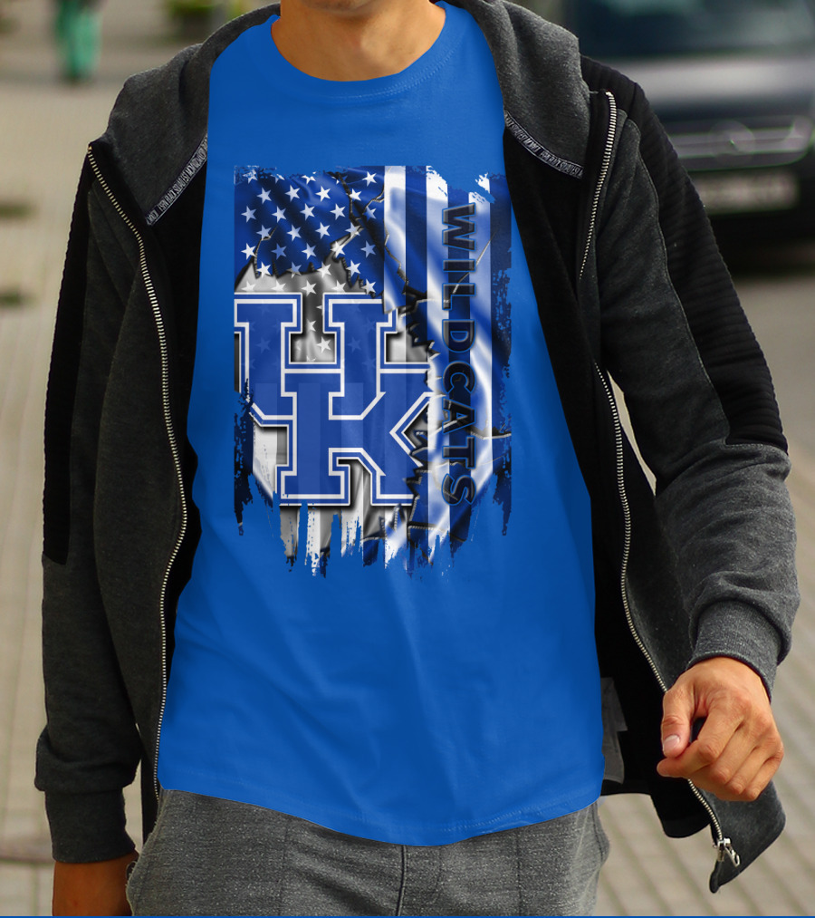 Kentucky Wildcats American Flag Tribute Uk T-Shirt
