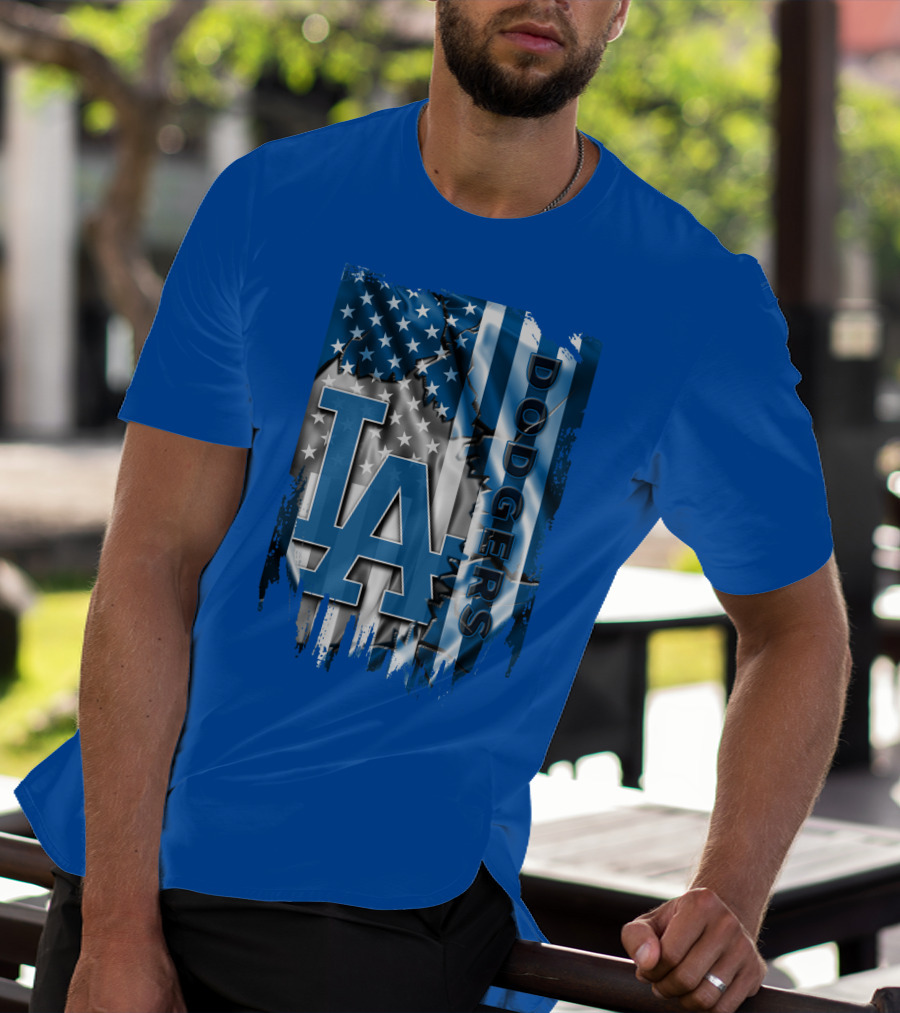 La Dodgers American Flag Blue T-Shirt
