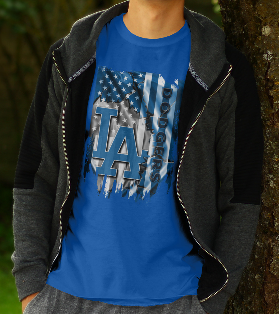 La Dodgers American Flag Blue T-Shirt