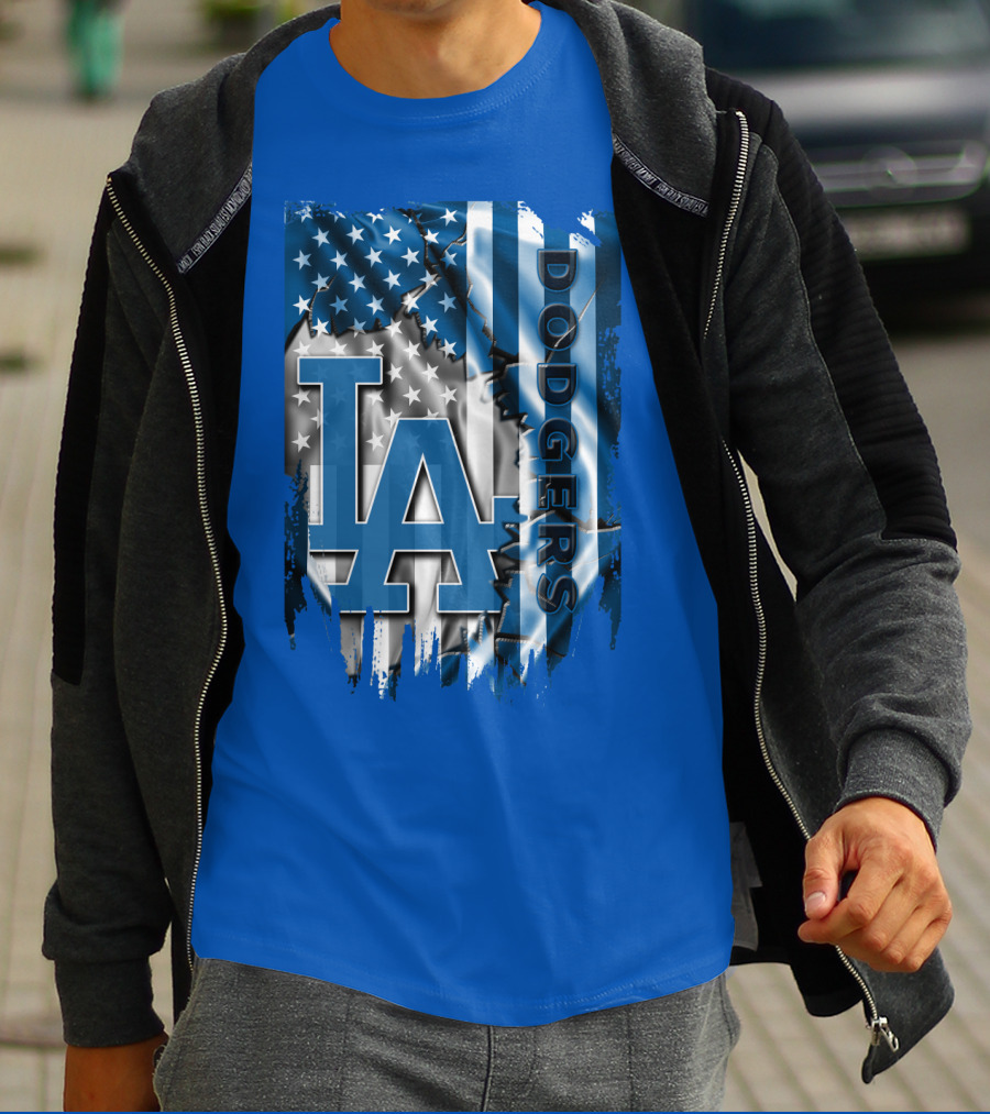 La Dodgers American Flag Blue T-Shirt
