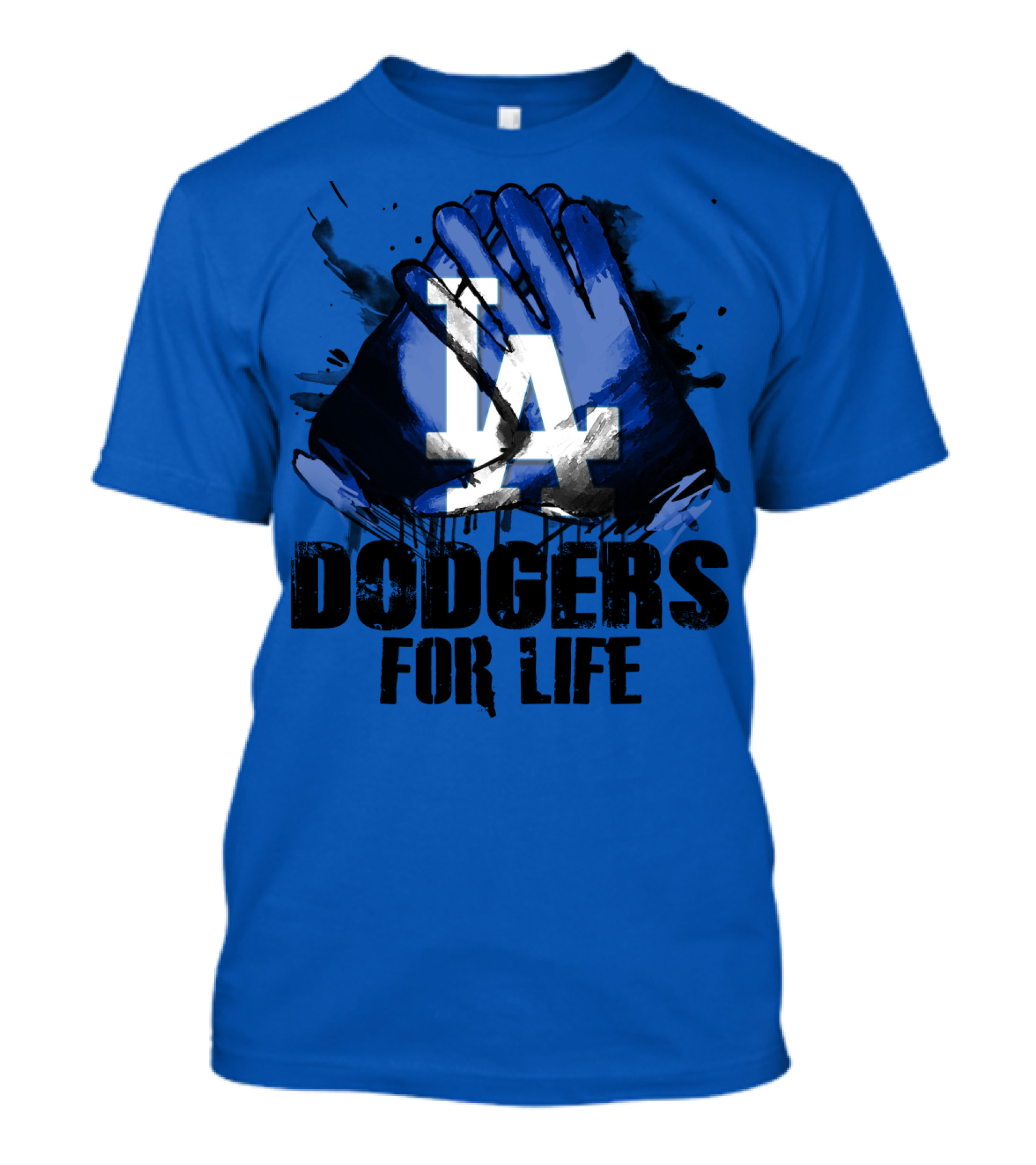 La Dodgers For Life Blue Graphic Featuring Iconic Logo With Hands T-Shirt