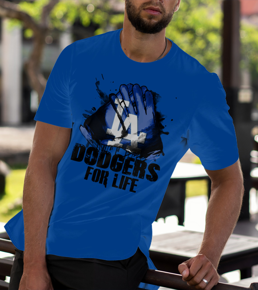 La Dodgers For Life Blue Graphic Featuring Iconic Logo With Hands T-Shirt