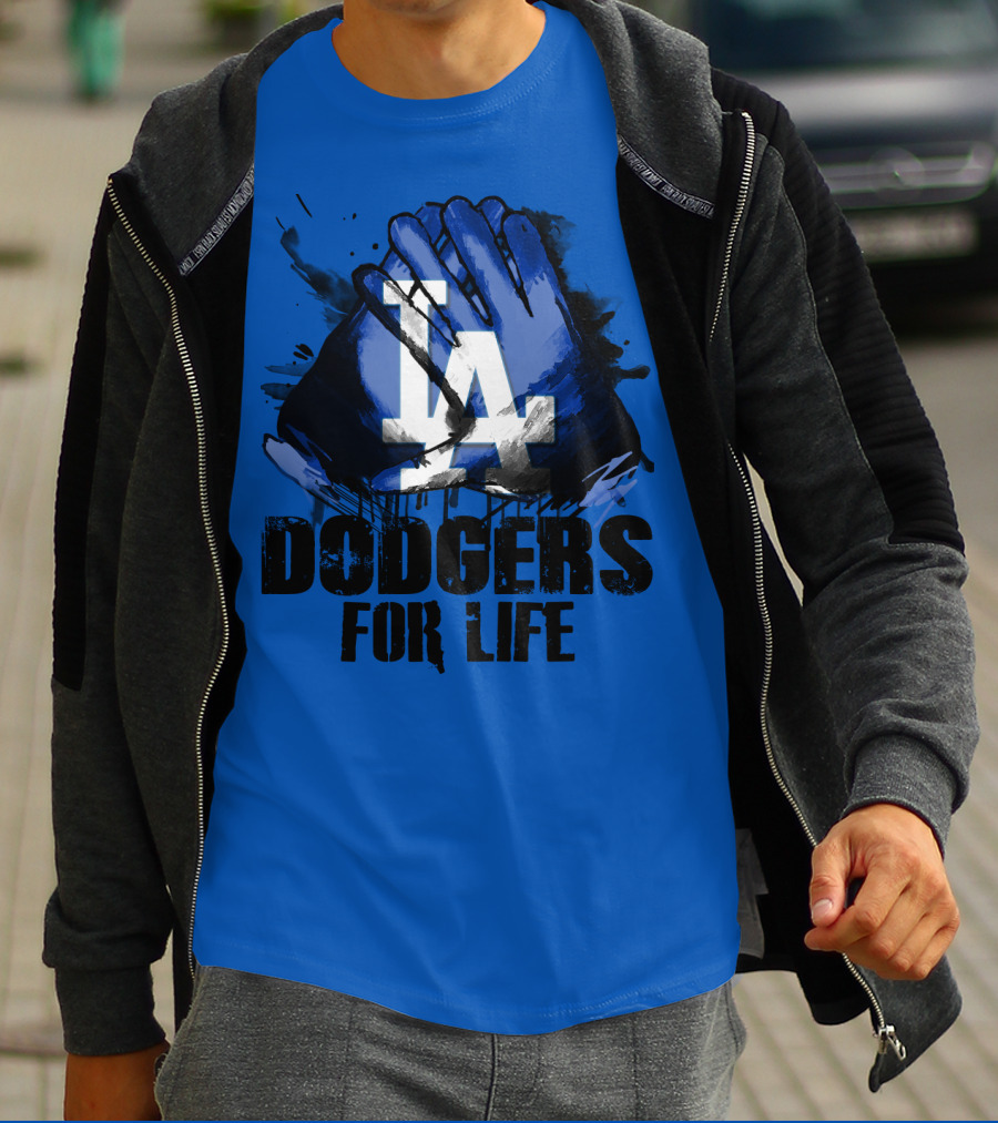 La Dodgers For Life Blue Graphic Featuring Iconic Logo With Hands T-Shirt