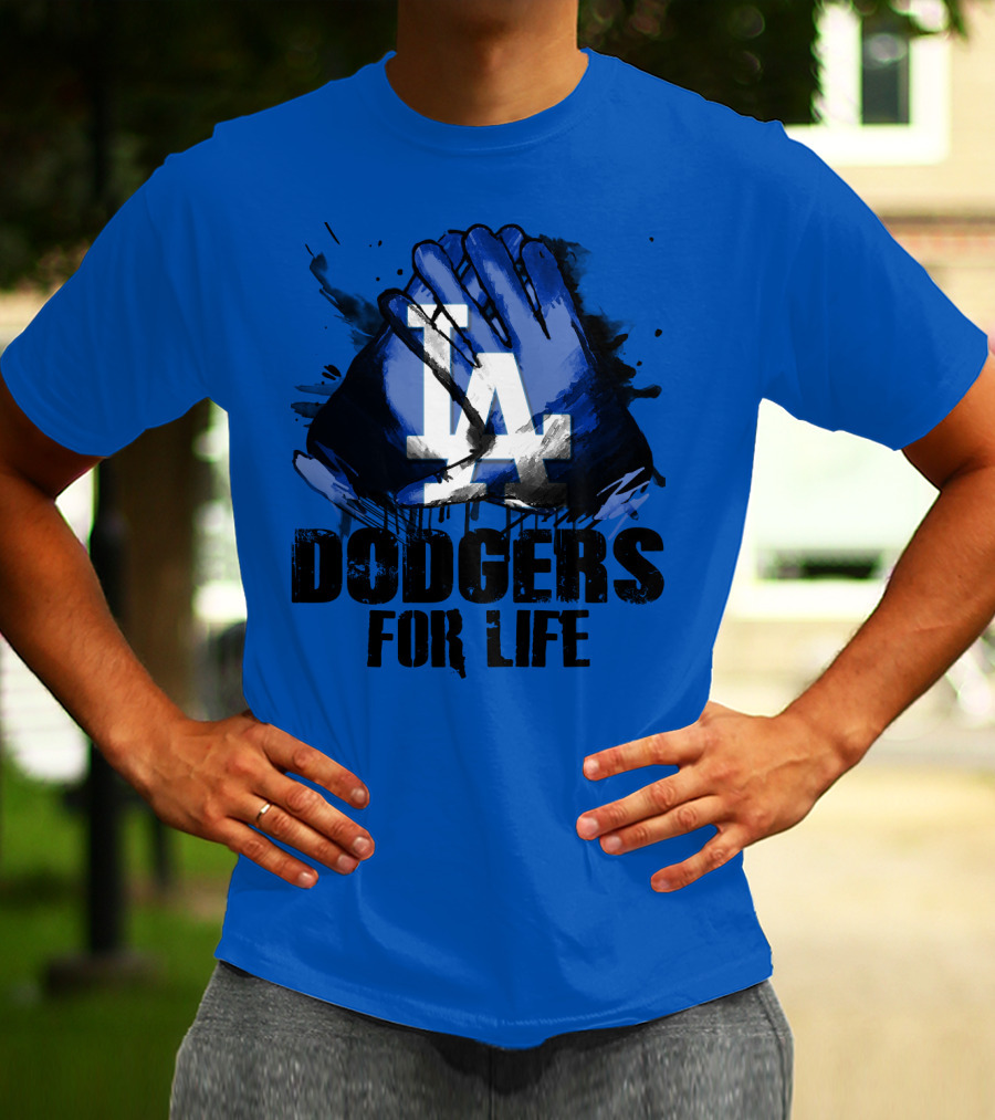 La Dodgers For Life Blue Graphic Featuring Iconic Logo With Hands T-Shirt