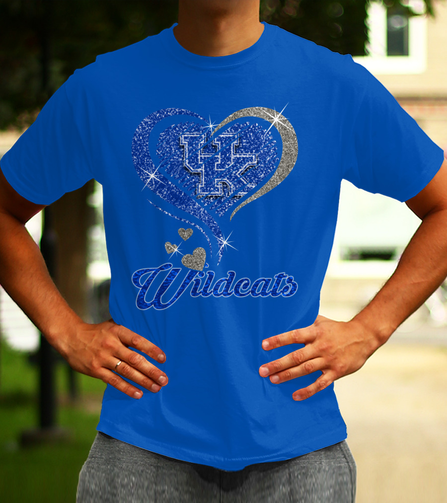 Uk Wildcats Heart Shaped Glitter T-Shirt