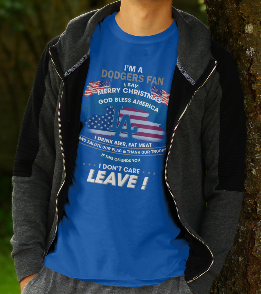 I'm A Dodgers Fan God Bless America Merry Christmas T-Shirt