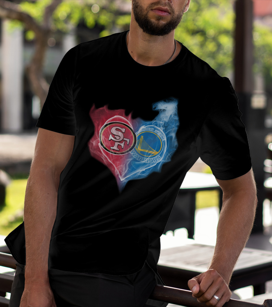 San Francisco 49ers Golden State Warriors Heart Fusion T-Shirt