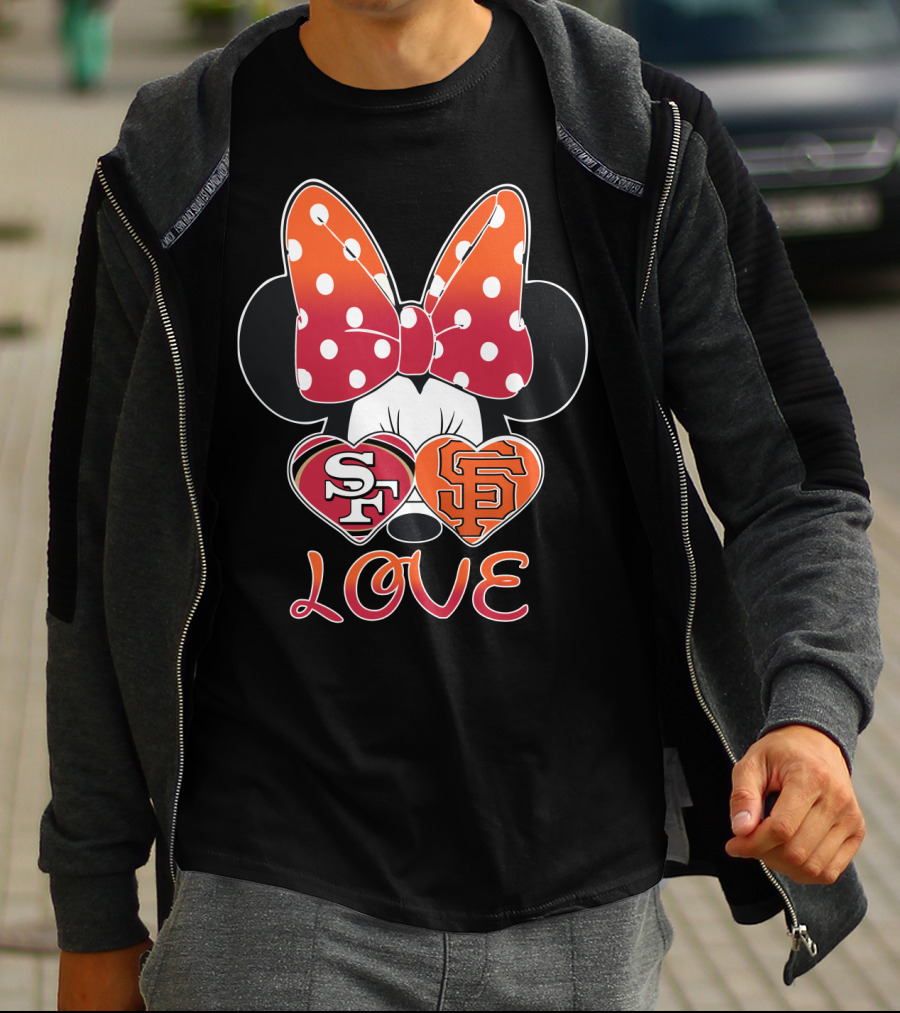 Minnie Mouse Love Sf 49ers Giants Hearts T-Shirt