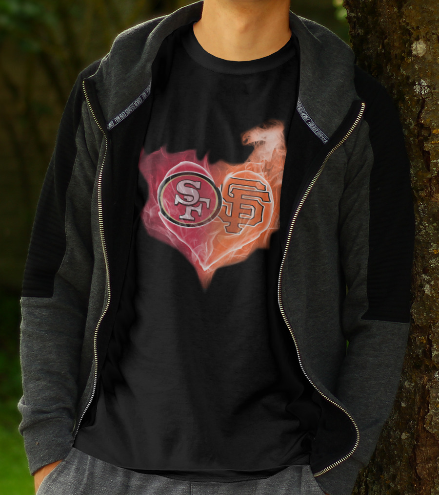 San Francisco 49ers Giants Heart Flame Combo T-Shirt