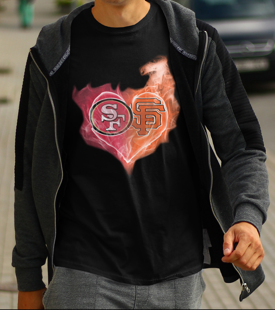 San Francisco 49ers Giants Heart Flame Combo T-Shirt