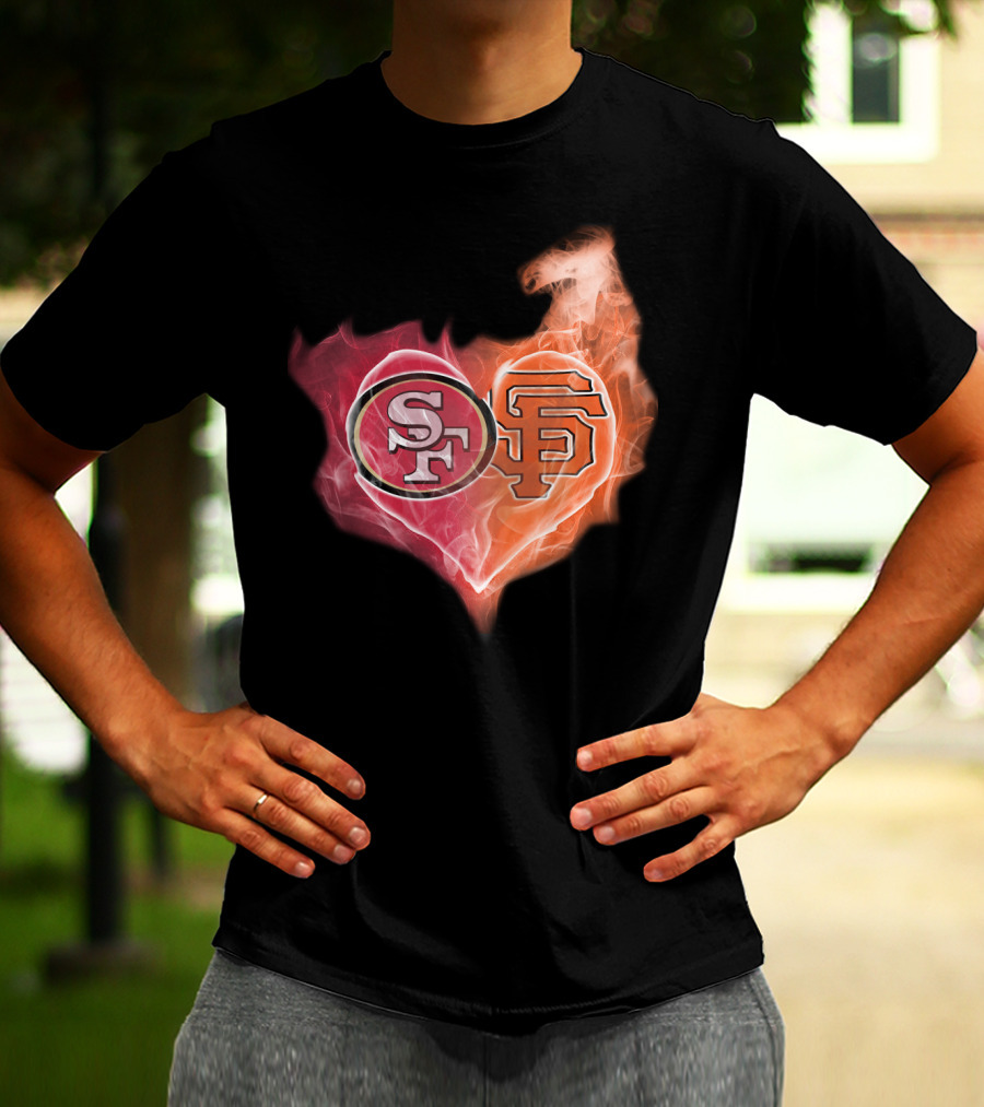 San Francisco 49ers Giants Heart Flame Combo T-Shirt