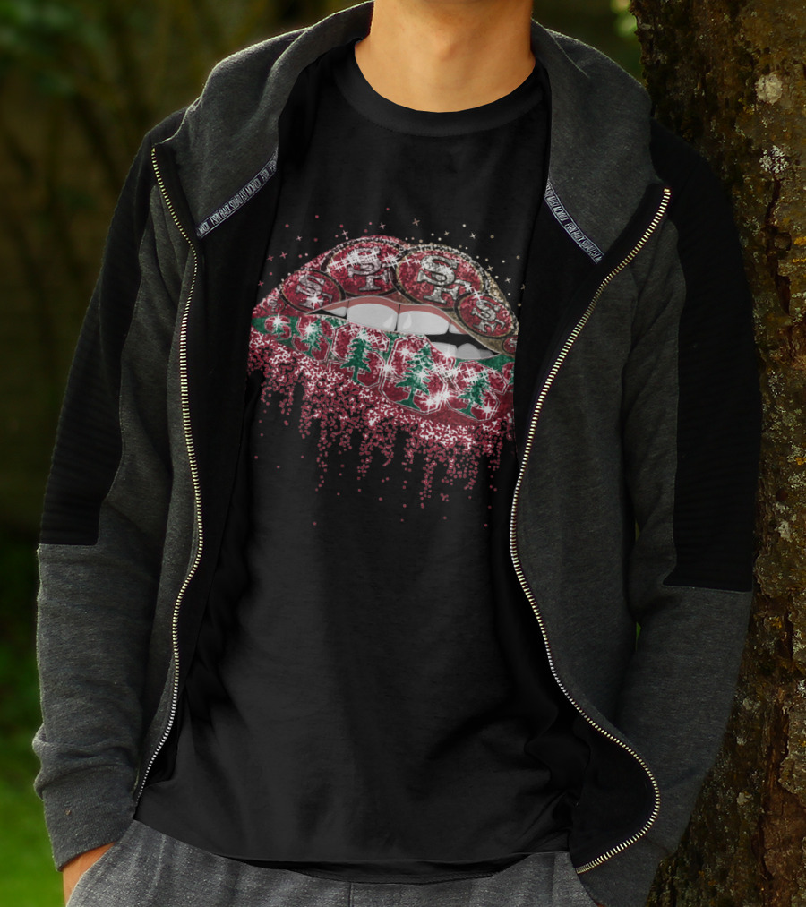 Lip Christmas Tree Santa Glam Lips 49ers T-Shirt