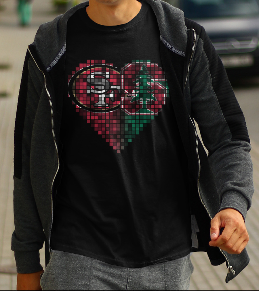 Ttr 004 San Francisco 49ers Stanford Tree Heart Mosaic T-Shirt