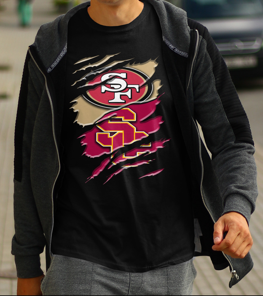 San Francisco 49ers USC Trojans Chest Rip T-Shirt